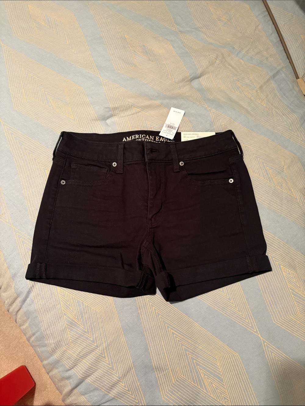 American Eagle Outfitters Black Cuffed Denim Shorts